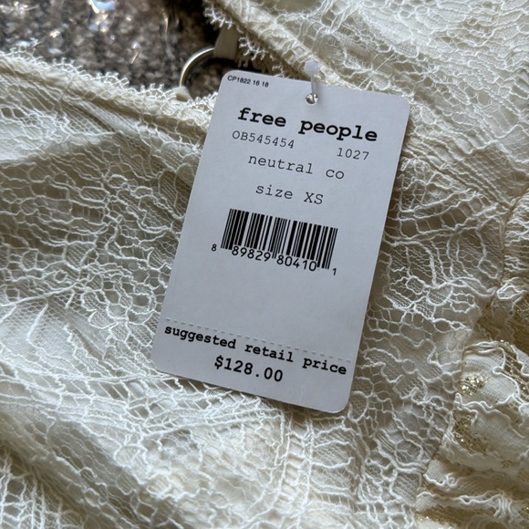 Free People Cream Lace Mini Dress Flowy Size XS - Picture 2 of 5